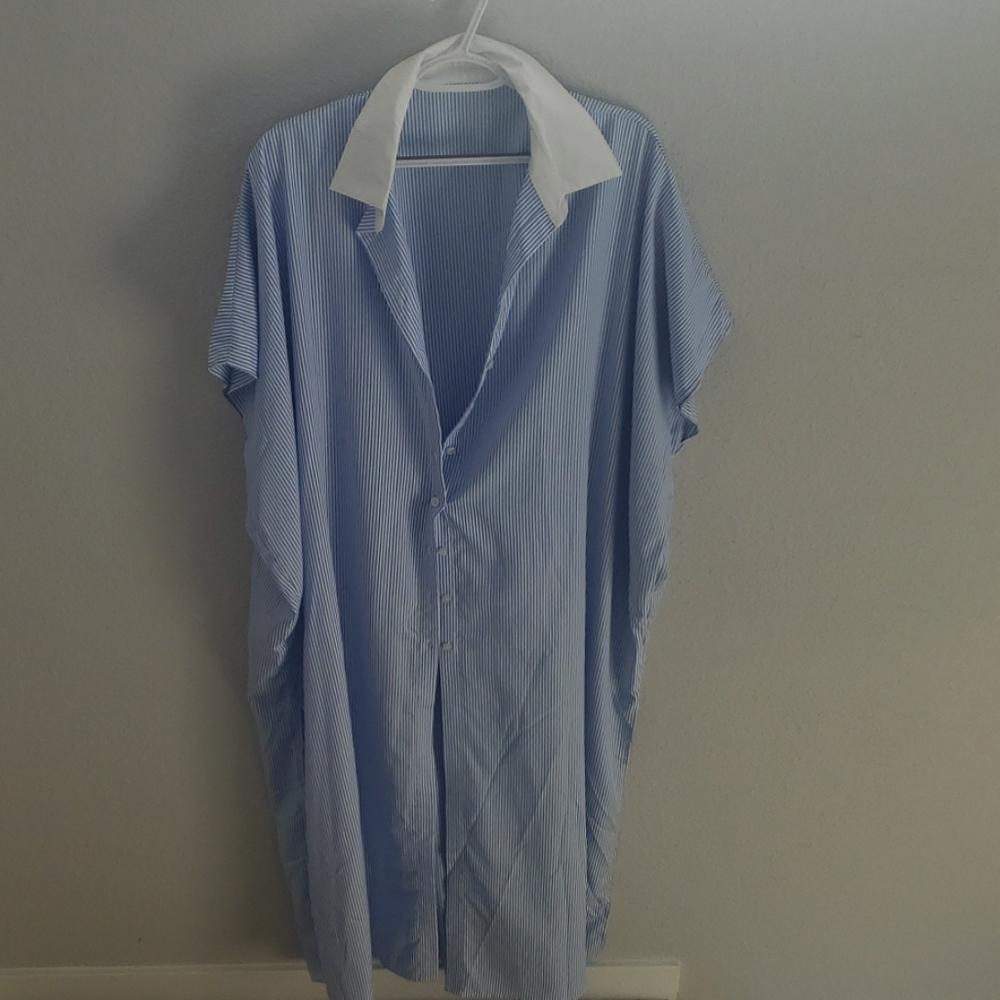 Oversized Button up Pinstripe dress NWOT